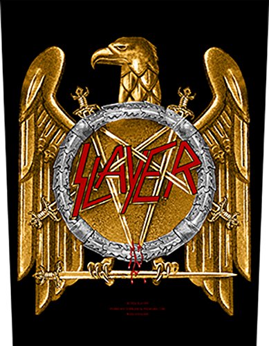 XLG Slayer Gold Eagle Back Patch Logo Heavy Metal Music Jacket Sew On Applique