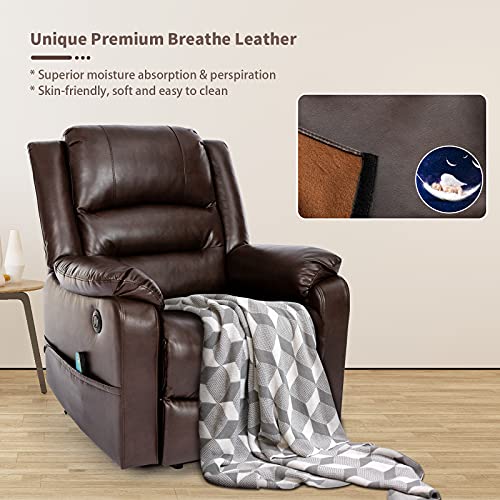 Vicluke Breath Leather Power Lift Recliner Chair with Massage and Heat for Elderly, Electric