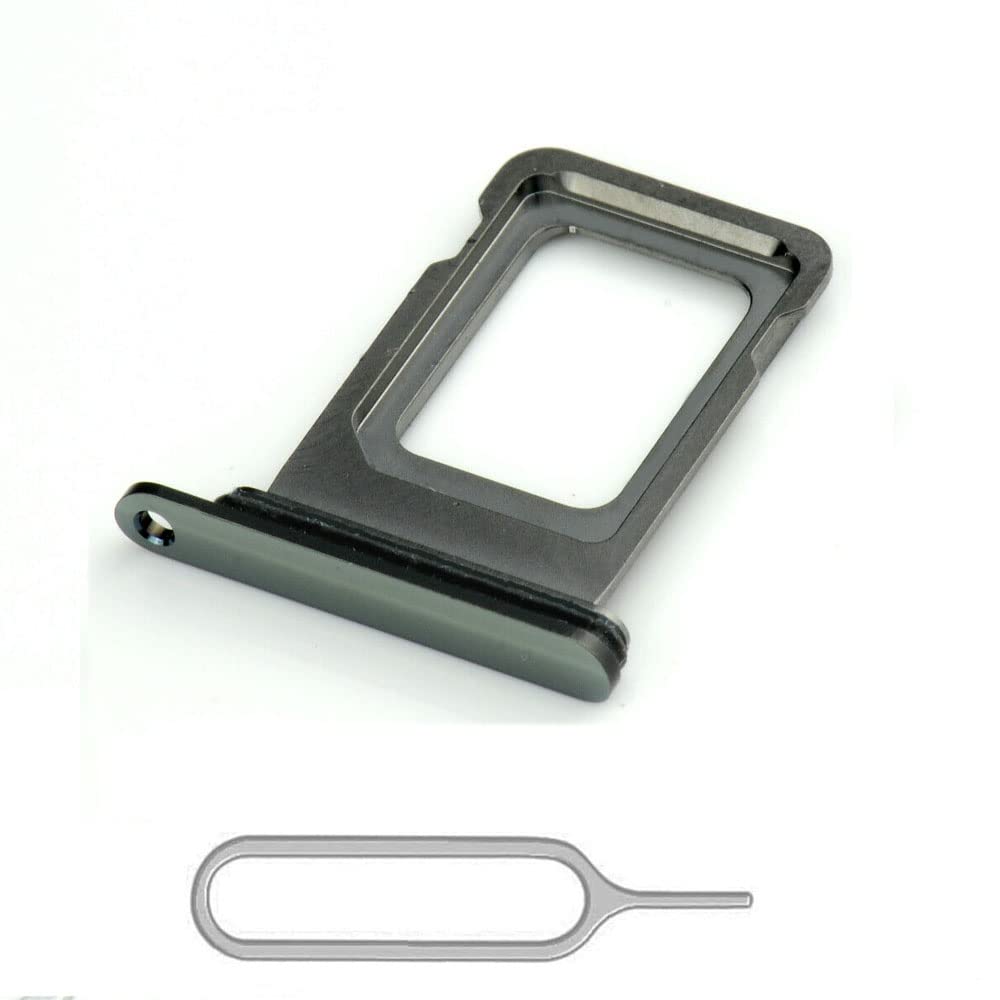 Iiseon Premium Dual SIM Card Tray Slot Compatible with iPhone 11 Pro Max Including Rubber Ring and SIM Pin (Midnight Green, Dual SIM)