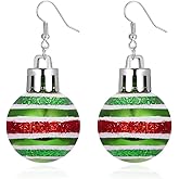 Lightweight Christmas Dangle Earrings for Women Creative Red Green Ball Earrings for Women Christmas Jingle Bow Earrings Christmas Jewelry Gift
