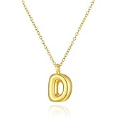 Initial Necklaces for Women, 14k Gold Plated Bubble Letter Necklace Trendy Balloon Letter Pendant Necklace Dainty Custom Personalized Name Bubble Necklaces Gold Jewelry Valentine's Day Gifts for Her