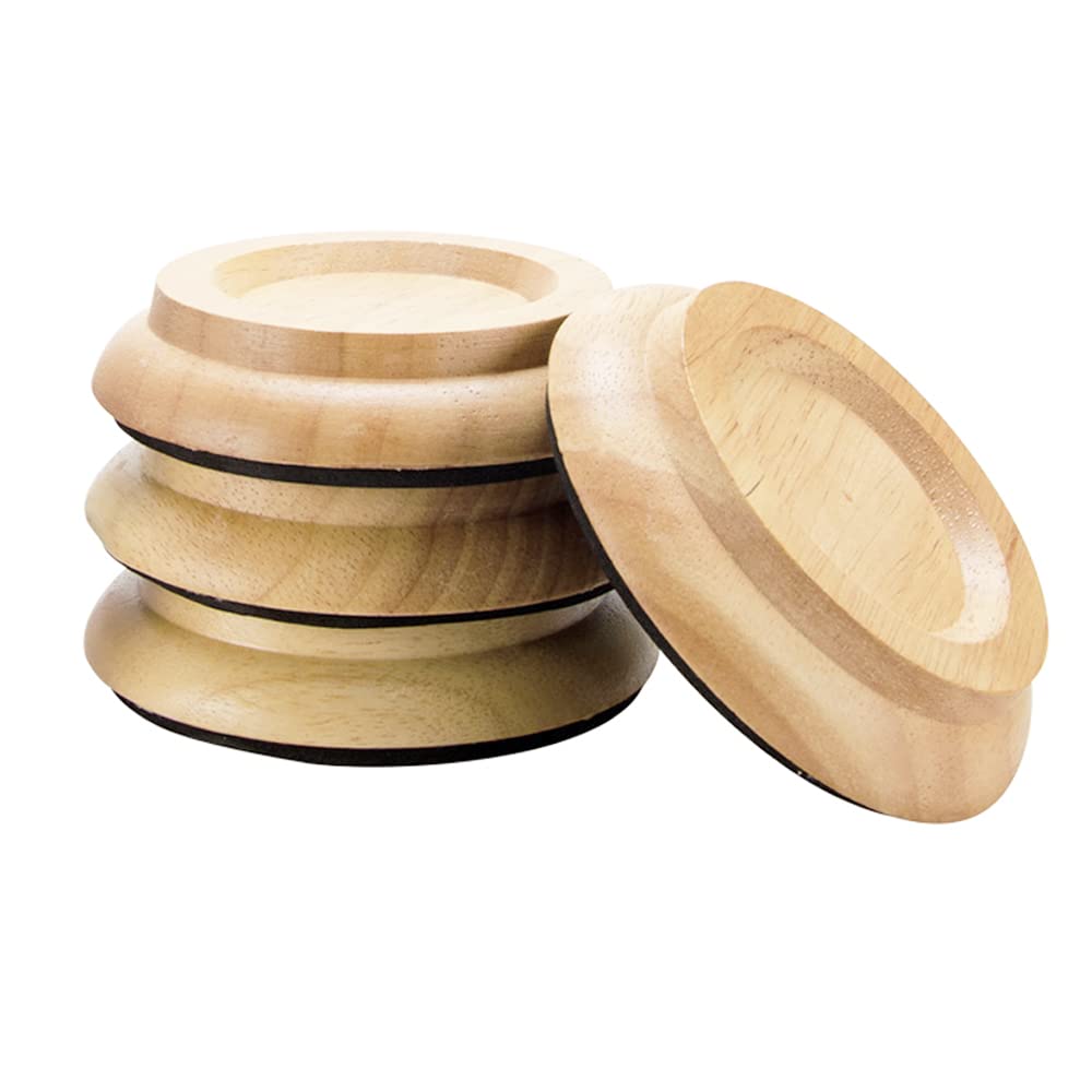 VOARGE Piano Caster Cups, Hardwood Floor Protectors, Set of 4 Natural Oak, Non-Slip, Piano Foot Pads