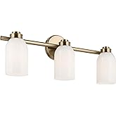 Kichler Shae 24.25" 3-Light Vanity Light with White Opal Glass in Champagne Bronze, for Bathroom Vanity, Powder Room, Over a 