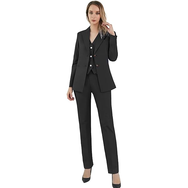 Amazon.com: Black Peaked Lapel 3 Piece Women Business Casual Outfits  Single-Breasted Professional Dresses for Women for Work Custom Size :  Clothing, Shoes & Jewelry