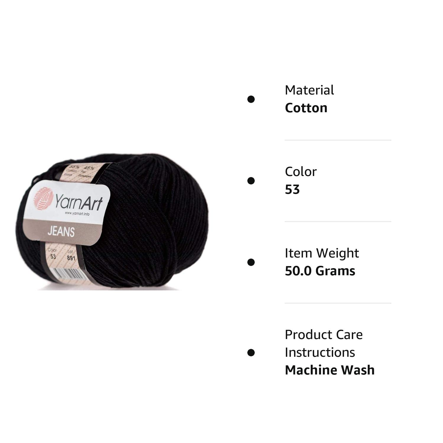 55% Cotton 45% Acrylic YarnArt Jeans Sport Yarn 1 Skein/Ball 50 gr 174 yds (53)