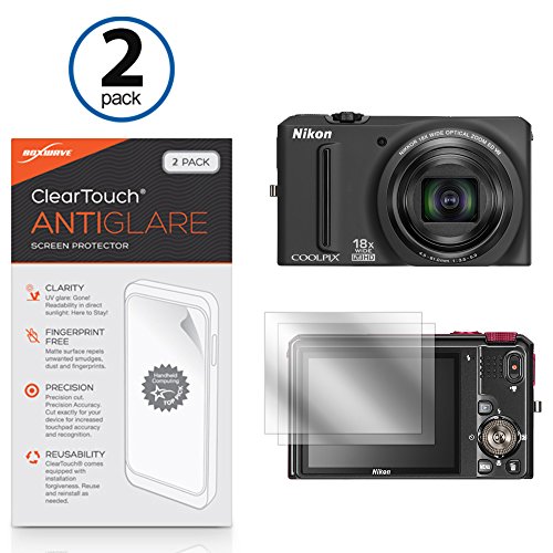 BoxWave Nikon Coolpix S9100 Screen Protector, [ClearTouch Anti-Glare (2-Pack)] Anti-Fingerprint Matte Film Skin for Nikon Coolpix S9100, AW130