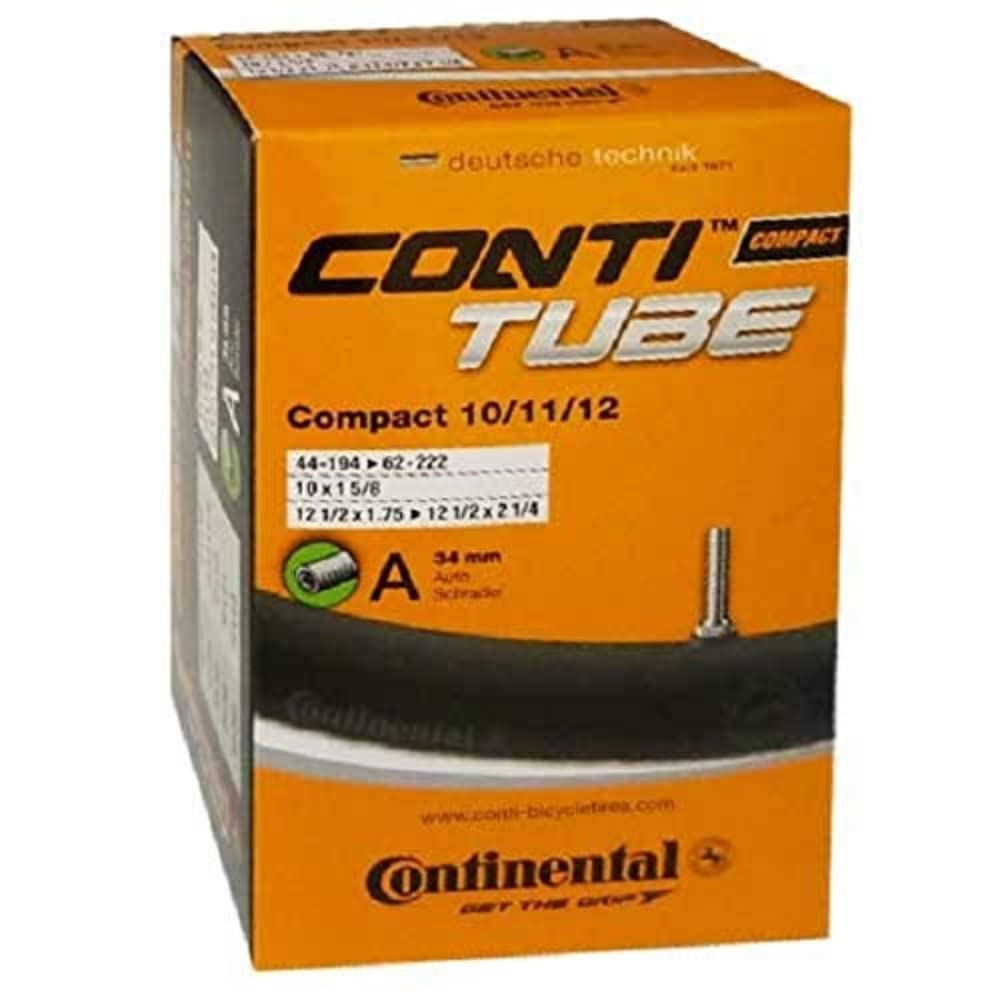Continental 1810510000 Compact 10/11/12 Bicycle Air Tube, Black, 44-194->62-222