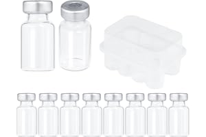 OTWOOI 2ml Glass Vials for Injection, with Self Healing Injection Port, Transparent Sealed, Empty Vials for Injection (10, 2ml)