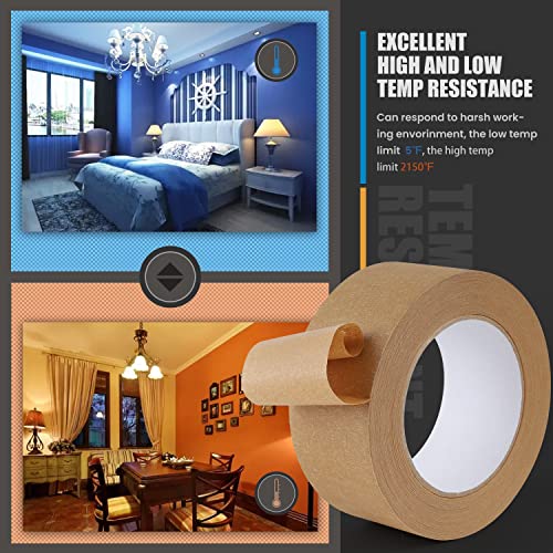 LICHAMP 4 Pack Brown Painters Tape 2 inch Wide, Medium Adhesive Brown