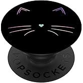 Rainbow Cat Face Black PopSockets Swappable PopGrip