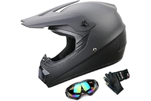 GFUERUFQ DOT Adult ATV MX Helmets, Four-Wheel Off-Road Motochross Helmets, Dirt Bike Helmets, Motorcycle&Powersports Helmets with Goggles Gloves