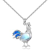 SOESON Chicken Necklace 925 Sterling Silver Rooster Necklace Farm Animal Chicken Pendant Necklace Mother's Day Hen Chicken Jewelry Easter Gifts for Women