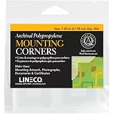 Lineco Archival Polypropylene Mounting Corners, 1.25 Inches, 256 PCS | Self Adhesive, Clear View, Acid-Free, for Photos, Artwork, Photographs, Documents