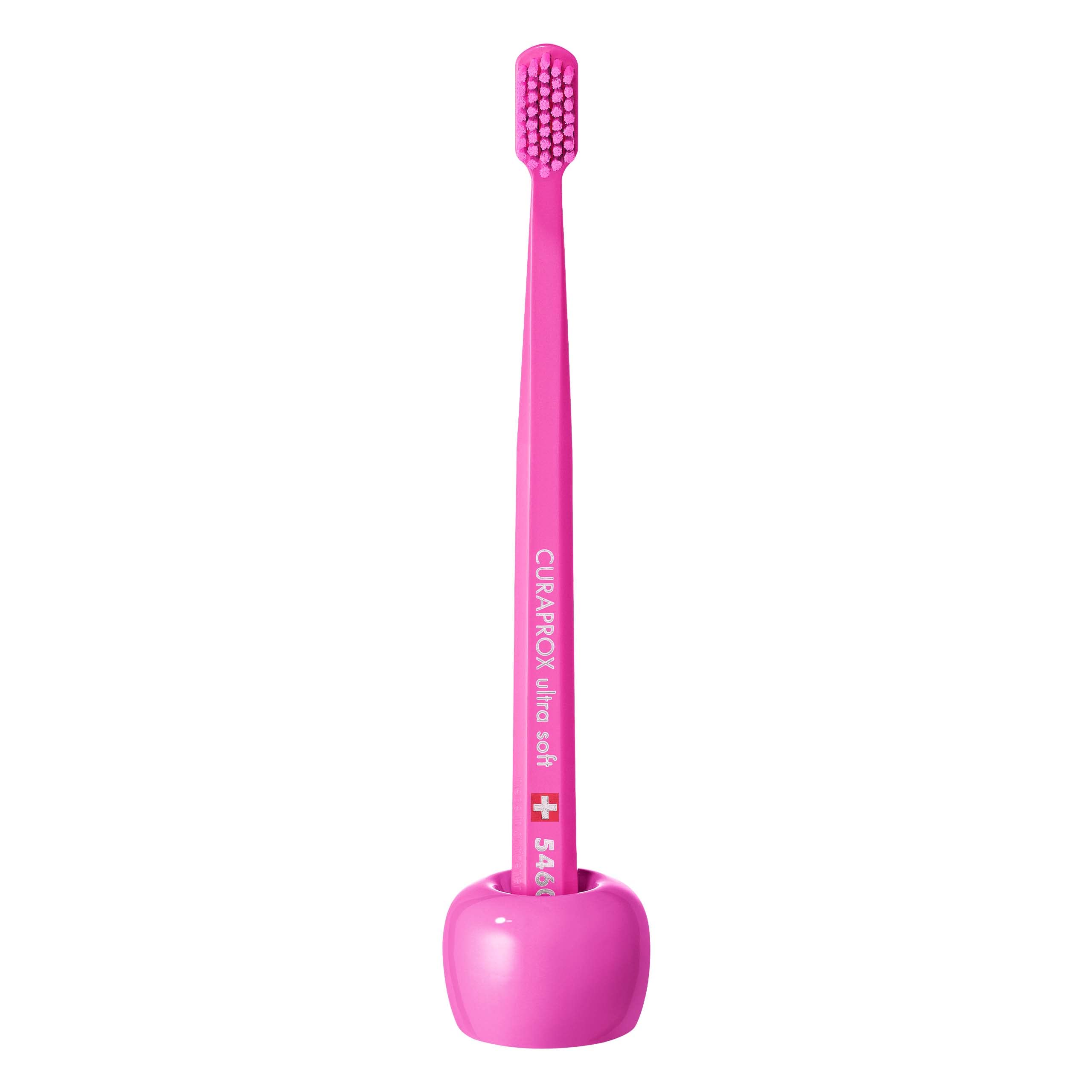 Curaprox Toothbrush Holder – Ceramic Stand for Manual & Electric Toothbrushes | Pink, Single Pack | Designed in Switzerland