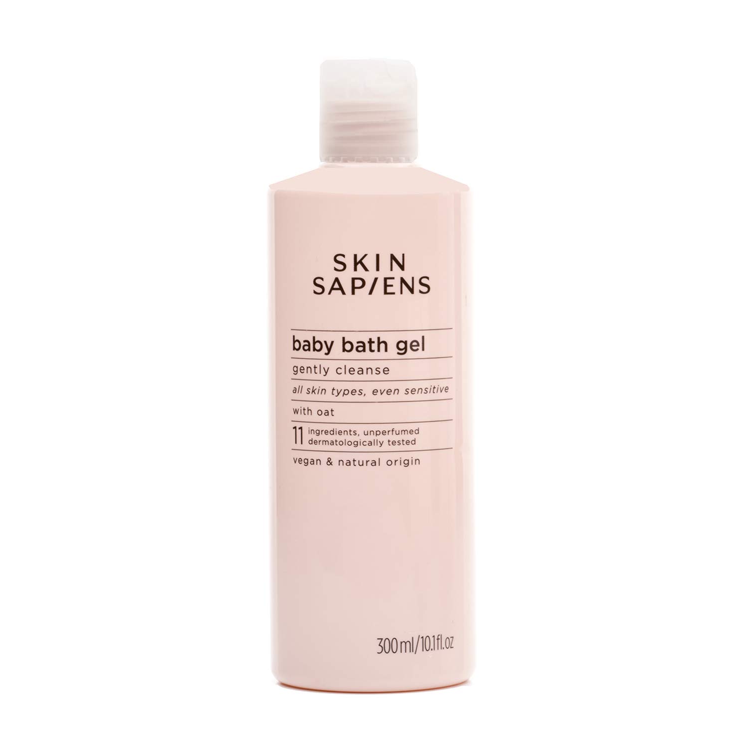 SKIN SAPIENS Gentle Baby Bath Gel with Oat, 98% Natural Ecocert Cosmos, Unperfumed Baby Wash, Cruelty Free and Vegan Skincare for Sensitive Skin, 300 ml