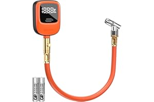 ETENWOLF T600 Digital Tire Pressure Gauge 0-250 PSI, ANSI B40.7 2A Grade High Precision(Plus-Minus 1%),Tire Gauge for Tire Pressure with Rubber Hose, Replaceable AA Batteries (Vivid Orange)