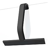 dancemoon JustHang Shower Squeegee with Built-in Hook, 10-Inch Black | Award-Winning Design, All-One-Piece Soft-Touch Silicone, for Glass Door, Bathroom, Window, Mirror, Tile Wall, Car