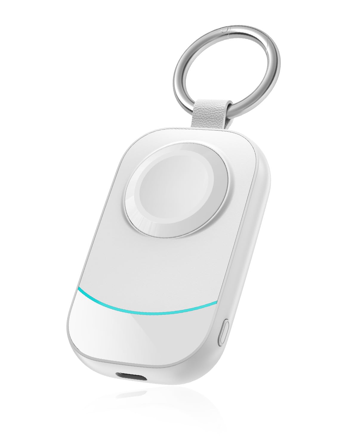 2500mAh Travel Charger for Apple Watch - Portable Charger with Keychain for Apple Watch - Stocking Stuffers for Men, Women, and Adults White