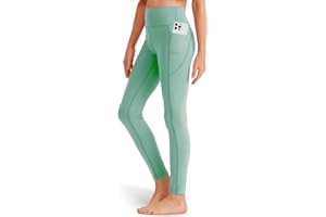 SKIDREAM Girls' Black Athletic Leggings with Pockets, White Ankle Length Yoga Pants for Kids