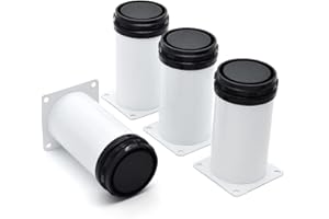 Masendelk 4 Inch Metal Furniture Legs Stainless Steel Adjustable Legs White Metal Legs Round Cabinet Legs for Coffee Table Cabinet Desk Sofa Shelves, Pack of 4