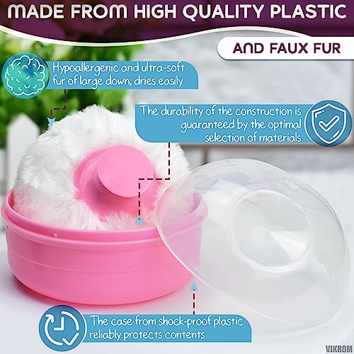 Baby Powder Container with Puff 2Pcs Body Powder Puff with Handle Bath Powder Puff and