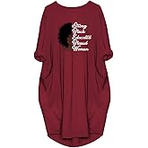 WbJetr Women's Long Sleeve Pocket Dress Black Woman Afro Brave Blessed Tunic Tops