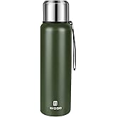 Insulated vacuum Thermo Bottle 750ml/25.4oz with cup Stainless steel coffee bottles for hot and cold drink water flask.(Green,750ml)