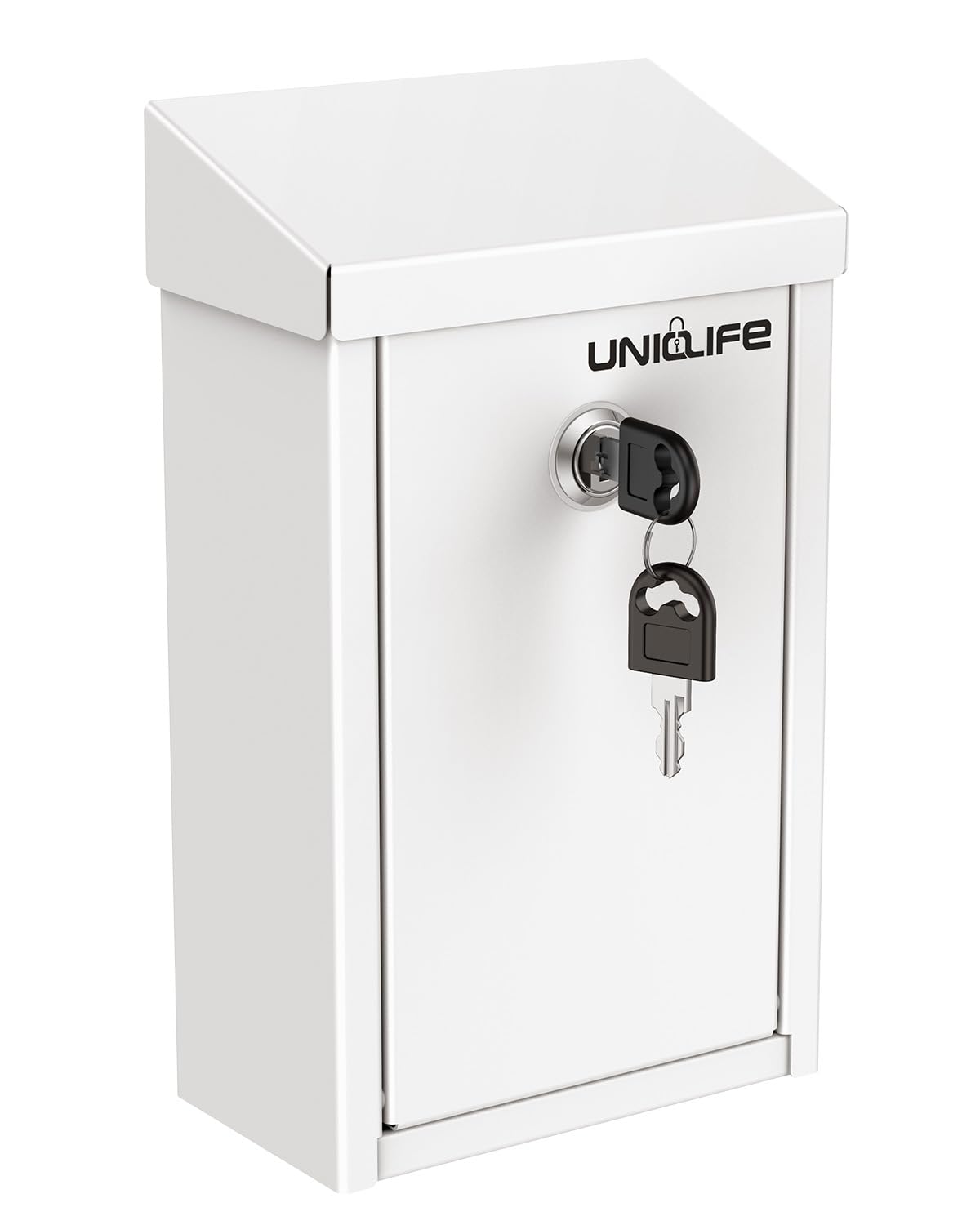 Uniclife Key Drop Box for Outside, Metal Donation Box Collection Box with Key Lock, Safe Suggestion Box, Wall Mounted Mailbox with Top Slot, Steel Cash Drop Box for Home Office and Business