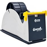 Excell ET-227 Blue/Grey Premium Twin-Roll Steel Desk Top Dispenser: 2 in. Wide (3 in. core) + LuxProdX Sticker