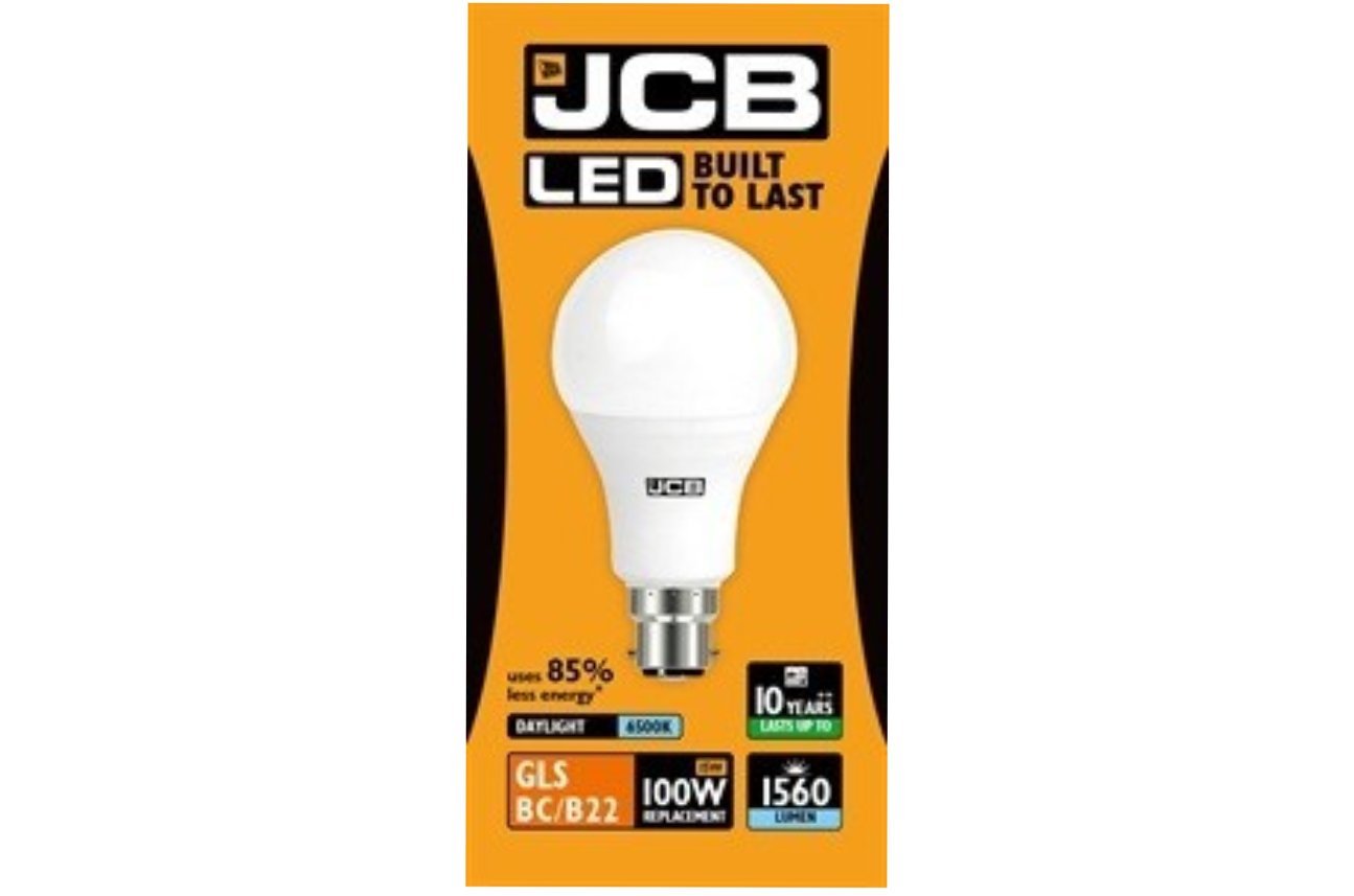 JCB 15w(100w) BC B22 Push in A60 GLS Bulb LED Daylight 6500K Pack of 2
