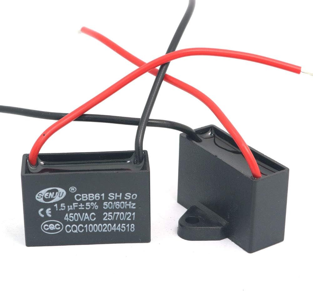 DollaTek 2Pcs CBB61 1.5uF 450V AC Air Conditioner Fan Motor Running Capacitor