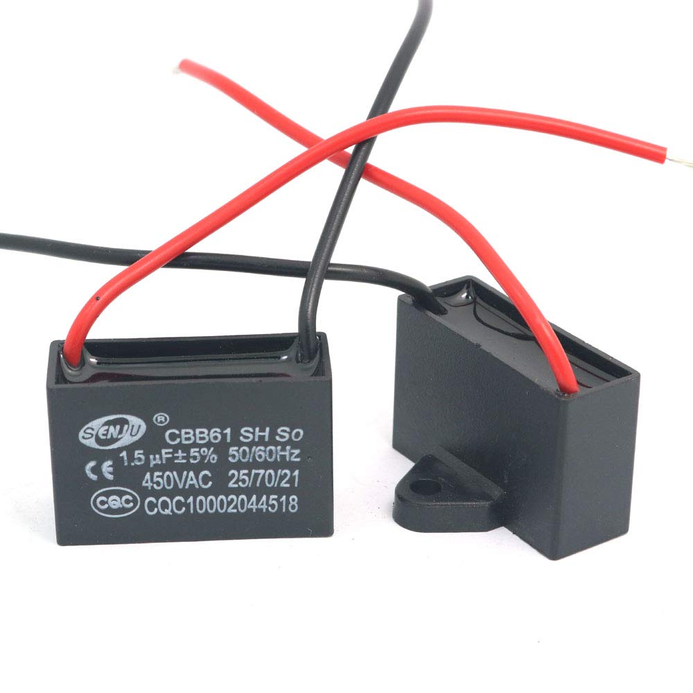 DollaTek 2Pcs CBB61 1.5uF 450V AC 50/60Hz Air Conditioner Fan Motor Running Capacitor