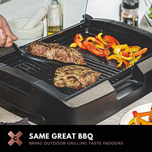 Crux Smokeless Indoor BBQ Grill with Viewing Window, Faster Preheat, Large PFOAFree NonStick