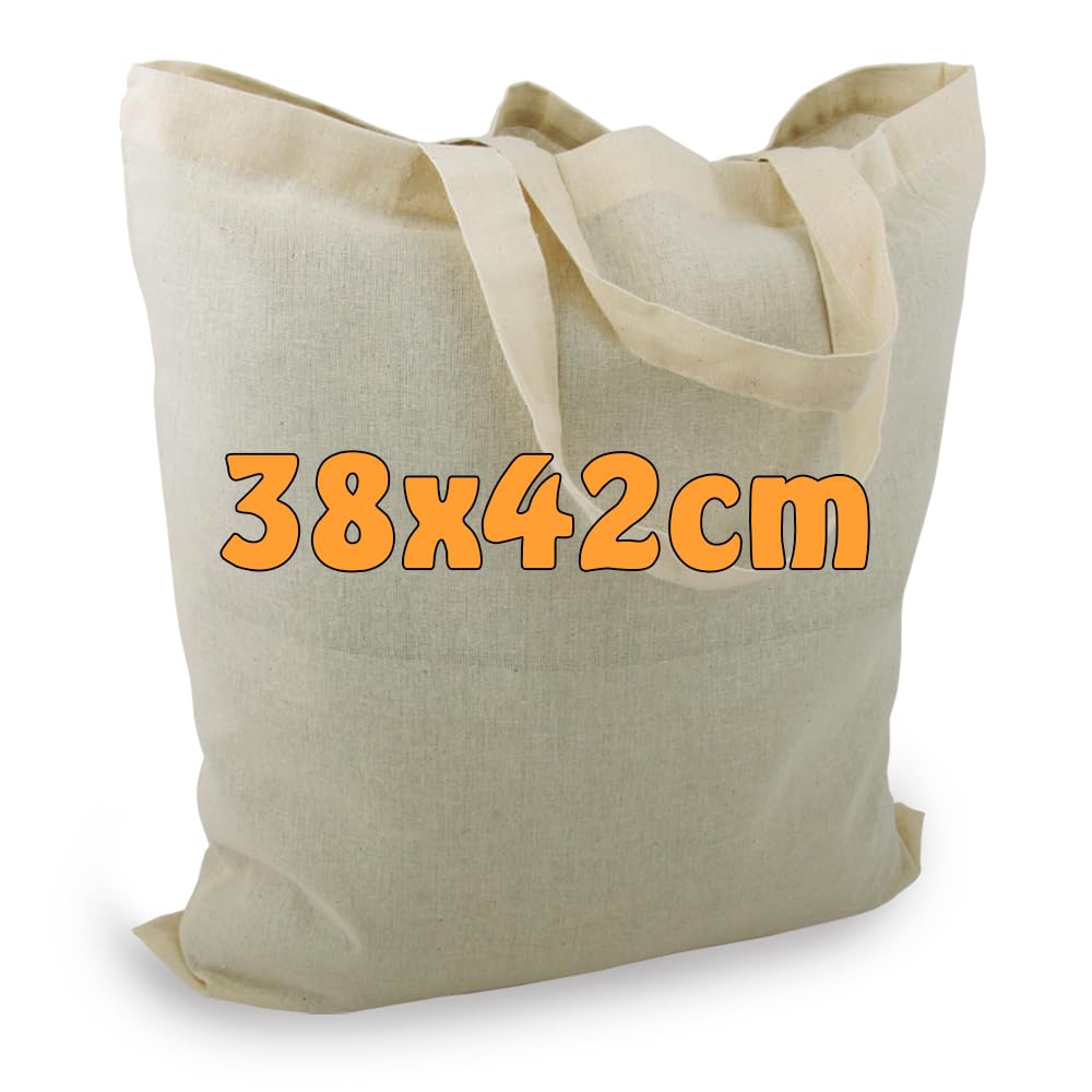 Natural Cotton Tote Bag Plain With Two Short Handles 38 x 42 Pack of 25
