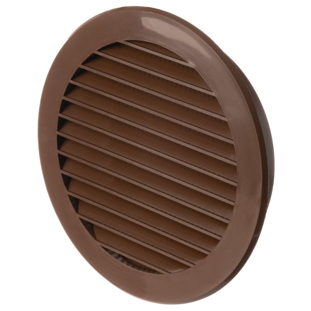 Ø 125mm / 5 inch Brown Plastic Ventilation Grille - Air Vent Cover for Kitchen, Bathroom & HVAC Systems