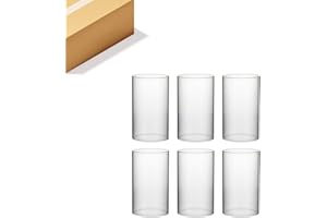 WGVI Clear Hurricane Candle Holder Sleeve, Wide 3.5", Height 6", 6 Pieces, Hurricane Vase, Glass Cylinder Open Ended Chimney Shade Tube For Pillar and Tapered Candleholder, Flame Cover.