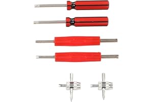 Culnflun Tire Repair Kit, 6Pcs Valve Stem Removal Tool Set with Single Dual Head Core Remover and 4 Way Wrench, Schrader Valv