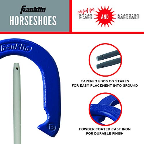 Franklin Sports Horseshoes Set Metal Horseshoe Game Set for Adults
