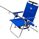 Tuscany Pro Backpack Fishing Chair - Portable Folding Ultra Light Chair with Padded Carrying Straps & Padded Lumbar Support Bar - All Aluminum Fishing Chair with Cup & Fishing Rod Holder