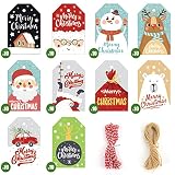 Koogel Geschenkanhänger für Weihnachten, 100 Stück 10 Verschiedene Designs Gesch