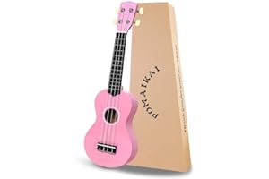 POMAIKAI Soprano Ukulele for Beginners, 21 Inch Ukulele Wood Toddler Guitar Small Hawaiian Ukalalee Starter (Pink)
