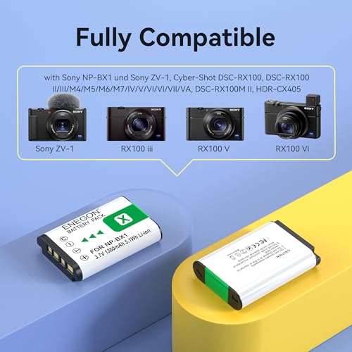 ENEGON NP-BX1 Battery Pack 3 and 3-Channel Charger for Sony NP-BX1 M8, ZV-1, ZV-1 II, Cyber-Shot DSC-HX80, HX90V, HX95, HX99, RX1, RX1R II, RX100 (II/III/IV/VA/VI/VII), FDR-X) 3000, HDR-AS500