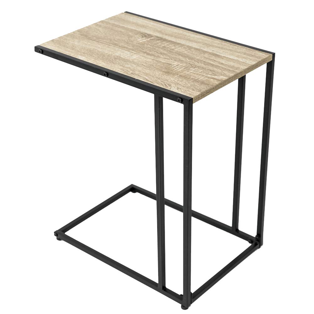 C-Hopetree Vintage Snack Sofa Side Table Small End Table Laptop Tablet Table Mid Century Modern Wood Look Metal Frame