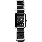 BESTKANG Vintage Square Ceramic Ladies Quartz Watch with Diamond Accents, Waterproof, Elegant Women's Wrist Watch