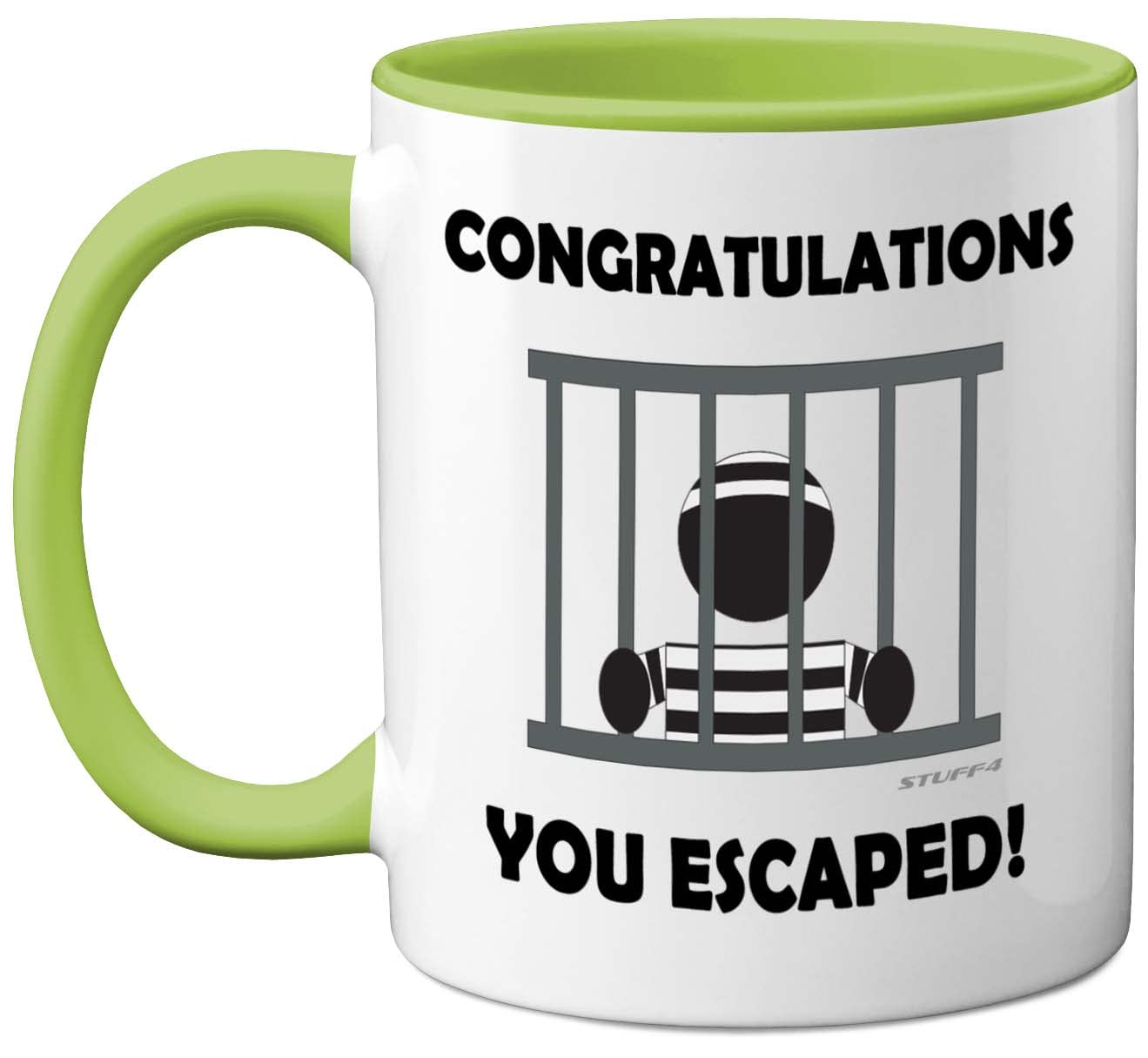Stuff4 Leaving Gifts for Men or Women - Congratulations You Escaped Retirement Mug - Leaving Presents for Colleagues, Funny Gifts Men Women, New Job 11oz Ceramic Premium Green Mugs