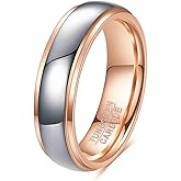 HXNIBATSAR 4mm 6mm Gold Silver Two-Tone Domed Tungsten Wedding Band Ring For Men Women Highly Polish Comfort Fit Size 6-12