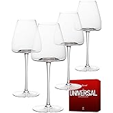 iridisenti Hand-Blown 18OZ Crystal Wine Glasses Set of 4, Lead-Free Crystal Glasses with Unique Bottom Design for Red, White Wine, 530ml