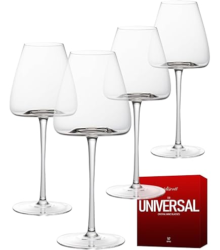 Copa De Vino Set 4 Copas De Vino Cuadradas - Cristal Soplado A Mano, 400ml, Ideal Para Regalo De Boda O Navidad Copas De Vino Elegantes