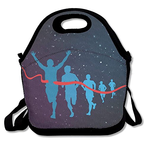 Insulated Neoprene Lunch Bag-Removable Shoulder Strap-Reusable Thermal Thick Lunch Tote/Lunch Box/Cooler Bag For Women,Teens,Girls,Kids,Adults - Runner Fun Run Marathon