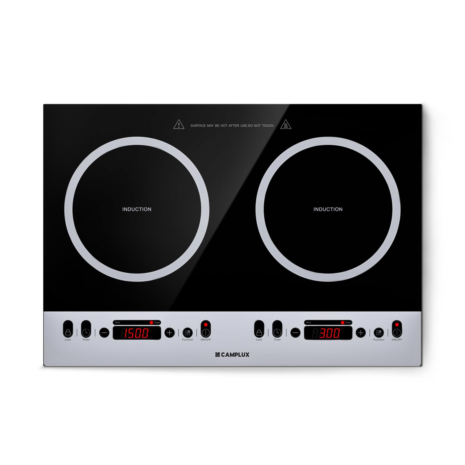 Photo 1 of CAMPLUX RV Induction Cooktop 2 Burners 1800W, Electric Cooktop 120V Plug in, Portable Induction Stove with Sensor Touch, Timer, Safety Lock, Countertop/Built-in for RV, Mini Kitchen or Apartments